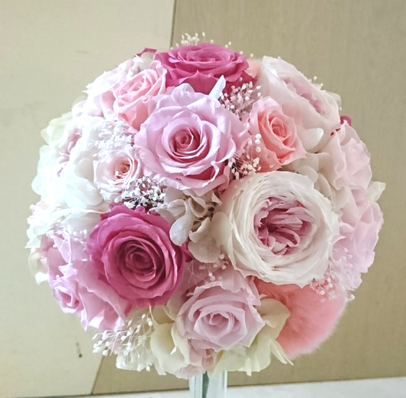 プリザーブドフラワー 花束 ピンク系 ウェディングブーケ