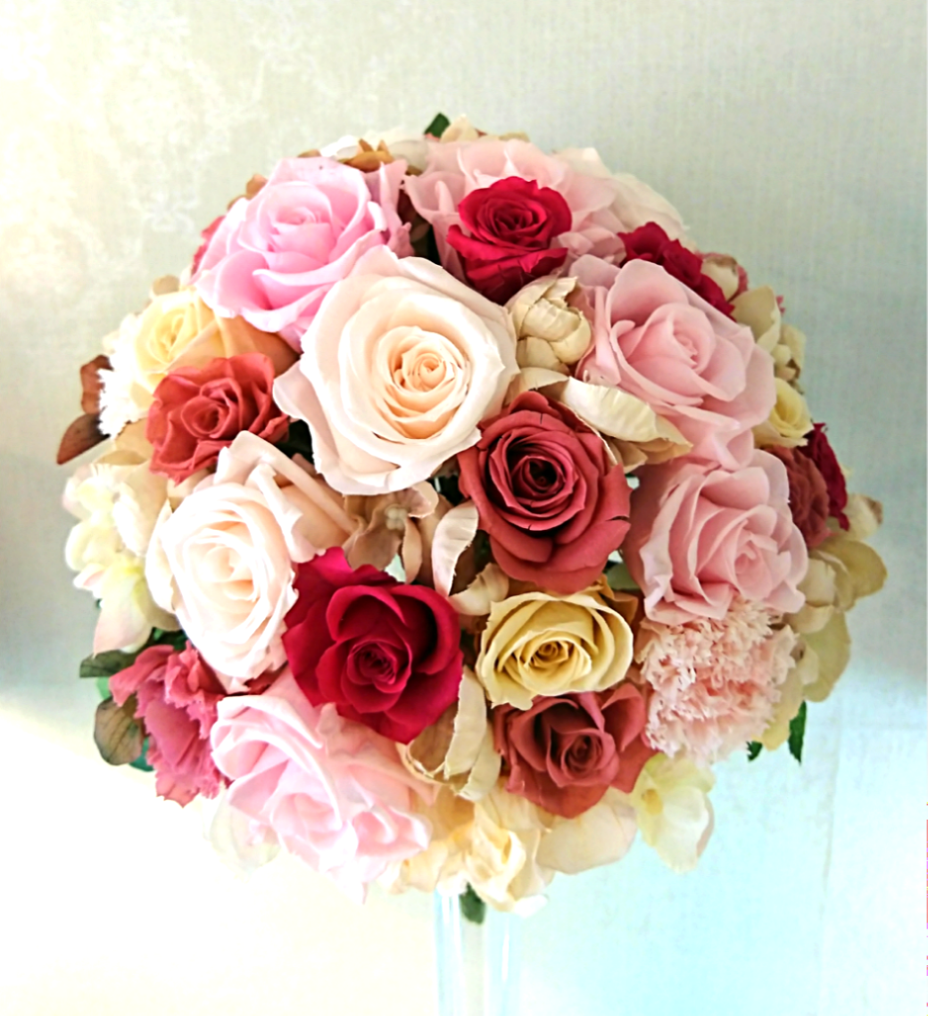 プリザーブドのブーケ☆アンティークカラーのラウンド型