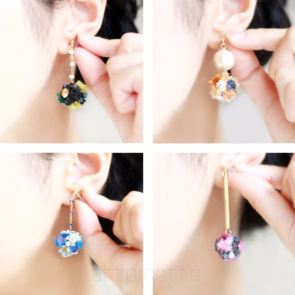 Little Ball Bouquet Pierced Earrings"Retro oranger" 第5張的照片