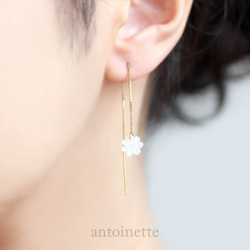【14kgf珍珠白花美國耳環 第1張的照片