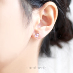 [14kgf]粉紅色紫水晶纏繞耳環 第2張的照片