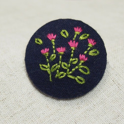 刺繍ブローチ(ネイビー）　スプレーマムpink 3枚目の画像