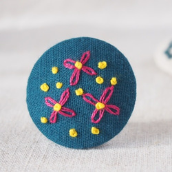 刺繍ブローチ(フォレストグリーン）舞う花粉 2枚目の画像