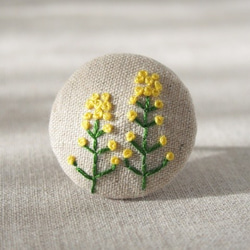 刺繍ブローチ（綿麻）　菜の花 2枚目の画像