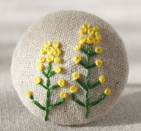 刺繍ブローチ（綿麻）　菜の花 3枚目の画像