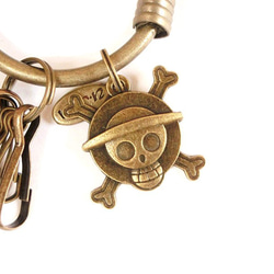 【UNA-優娜手作】 鑰匙圈(小)5.3CM 亮黃＋黑+海賊王標誌 手工 編織 腊繩 鐵環 客製化 第5張的照片