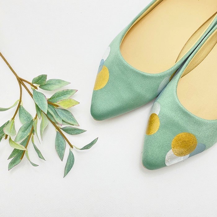パンプス「ポインテッドトゥ Puddle」現在ヒール3cmのみ！【優しい癒しの色 ミントグリーン】受注制作