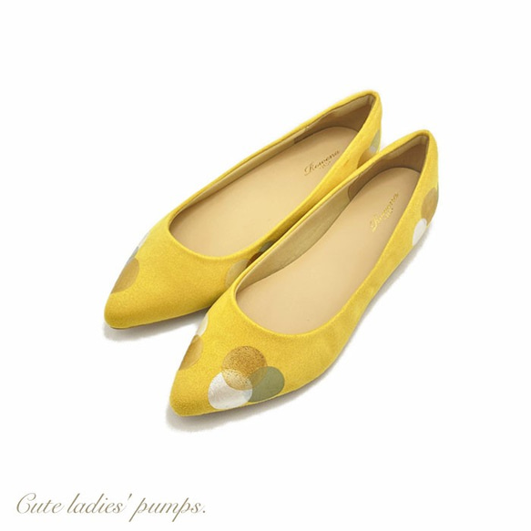 《サイズ限定24cm》パンプス「Puddle yellow」イエロー＊普段使い、結婚式など！2E【5日以内発送】 1枚目の画像