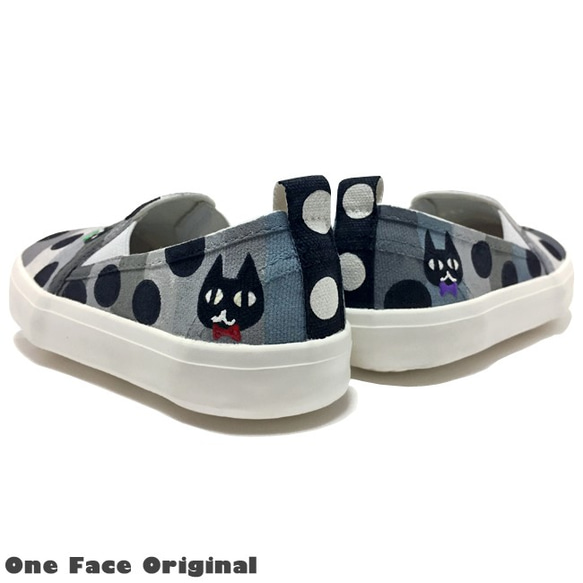 兒童運動鞋“貓童裝米”領結是可愛的貓圖案的設計！黑色和白色邊框！ [訂單生產] 第4張的照片