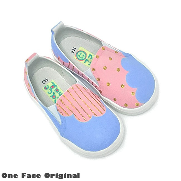 兒童運動鞋“Mokumoku E”的新的配色方案粉紅！可愛的滑上！[兒童] [訂單生產]簡單而 第1張的照片