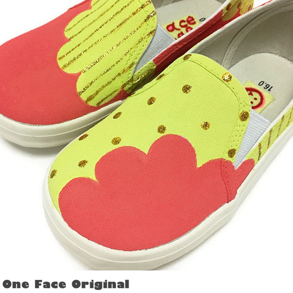 兒童運動鞋“Mokumoku F”春天的色彩！圓點和條紋的黃金跛腳！ [兒童] [訂單製作] 第2張的照片