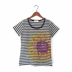 《送料無料》Tシャツ「 Sunflower (Women's) 」ヒマワリ×ボーダー！oooooo 別注！【受注制作】 1枚目の画像