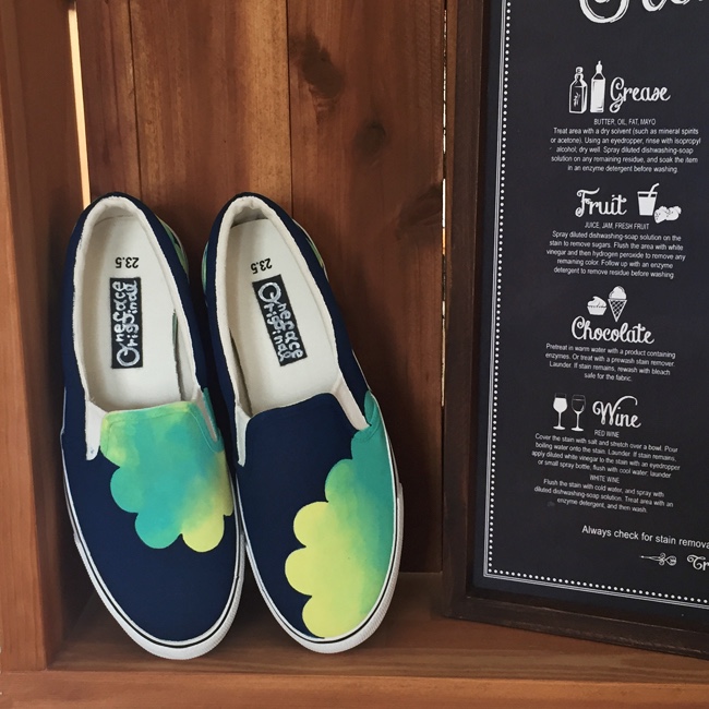 スニーカー「moku-surf」ダークブルー×グラデーション！スリッポン！レディース/メンズ【受注制作】