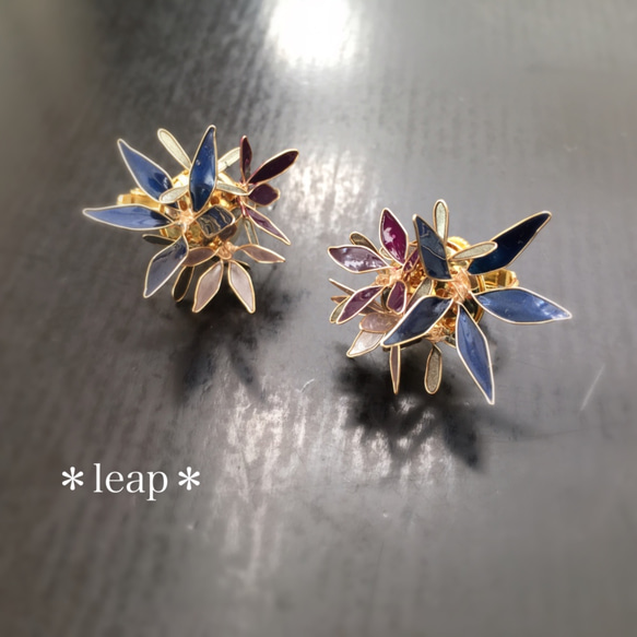 ritzy bouquet   ネイビー×パープル×グレーパール    イヤリング/ピアス 2枚目の画像