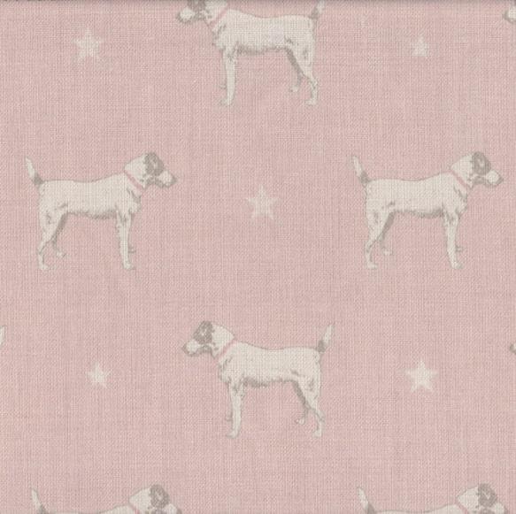 犬と星★ ピンク PEONY & SAGE イギリス・リネン 麻生地カットクロスW34cm x H48cm 1枚目の画像