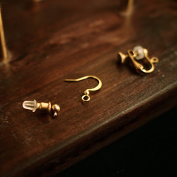 【珍珠種子】珍珠葉子黃銅耳環 第8張的照片