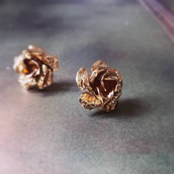 【女王的浪漫-捲花款】古金色玫瑰花復古耳環 第1張的照片