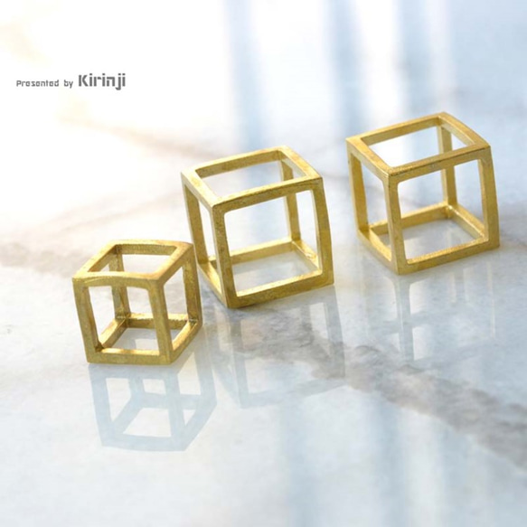 「キューブ/cube型 10mm」　艶消し　真鍮パーツ　TKK2 5枚目の画像