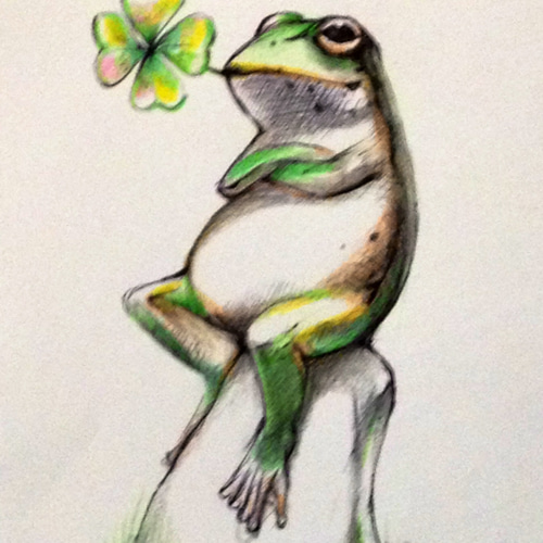 幸運のカエルちゃん♪ 絵画 kenken 通販 642460｜Creema(クリーマ)