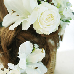 ◇純白のローズ・グラジオラス・紫陽花のヘアアクセサリーパーツ◇ 3枚目の画像