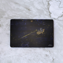 客製化*通行證盒 IC 卡盒通勤夾皮革雙折黑色黑色*夜空星星名字雕刻 第1張的照片