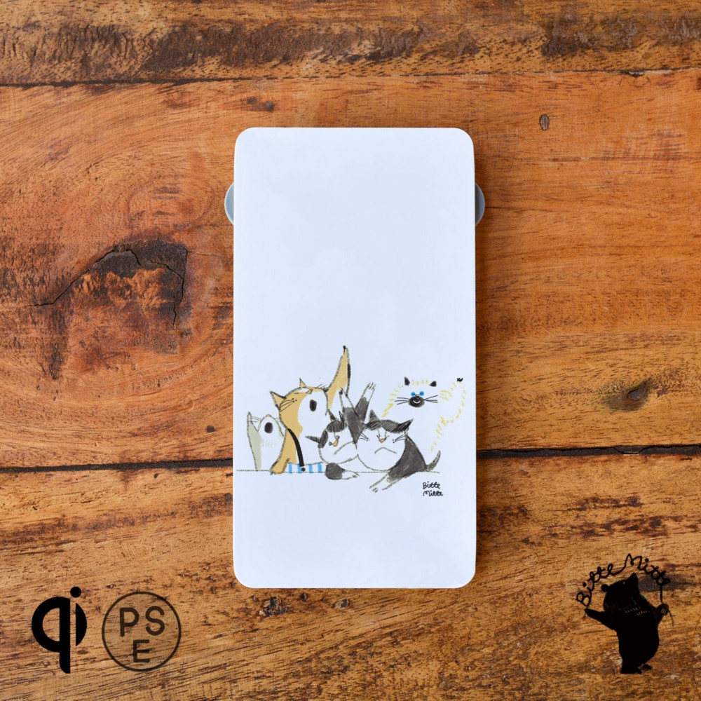 QI モバイルバッテリー ワイヤレス PSEマーク  猫 ねこ＊名入れ