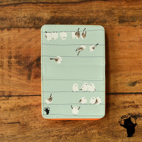 名入れ可 レザー 名刺入れ カードケース 革 シマエナガ 鳥 エナガ 名刺