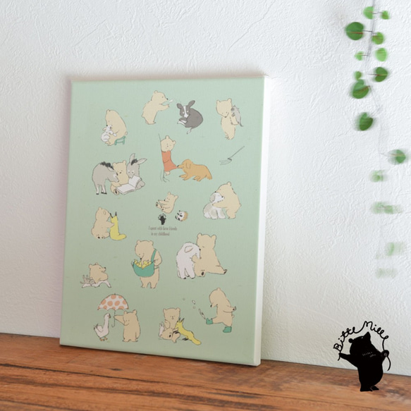 藝術面板織物面板室內繪畫斯堪的納維亞*動物熊兒童鳥狗貓貓兔 第2張的照片