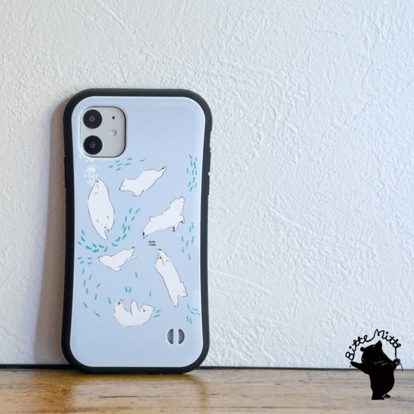 握把保護殼 智慧型手機保護殼 iPhone13 iPhone 13 pro max 北極熊魚海*名字雕刻 第1張的照片