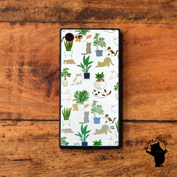 iPhoneケース 強化ガラス iphone13 iphone 13 Pro Max 猫 ねこ ボタニカル＊名入れ 2枚目の画像