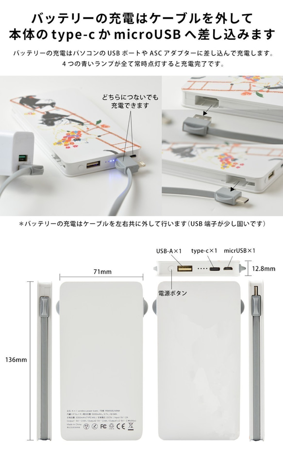 モバイルバッテリー 充電器 Qi ワイヤレス PSEマーク グリーン＊かわいい 犬 4枚目の画像