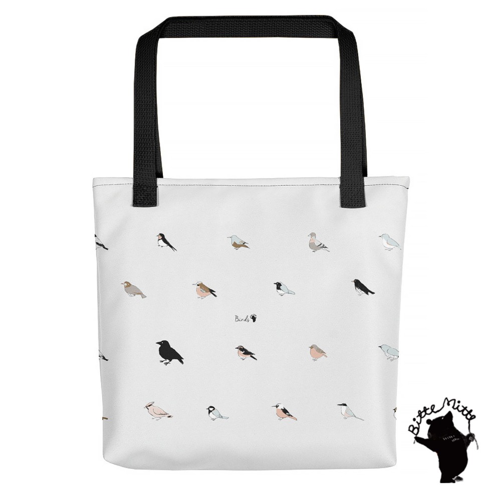 トートバッグ カバン バッグ 全面プリント トートバック かわいい おしゃれ 軽い 大きめ＊北欧 鳥 パターン