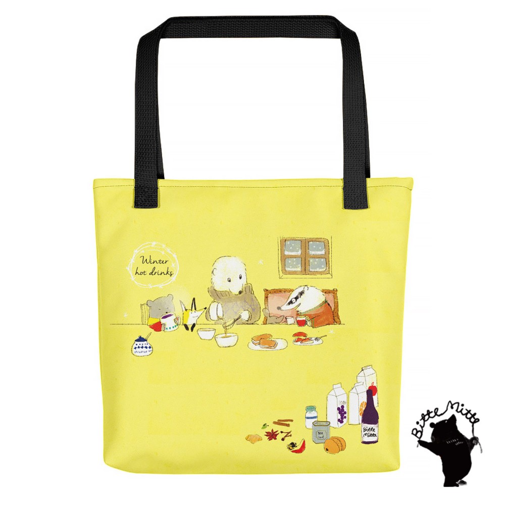 トートバッグ カバン バッグ 全面プリント トートバック かわいい おしゃれ 軽い 大きめ＊クマ 冬