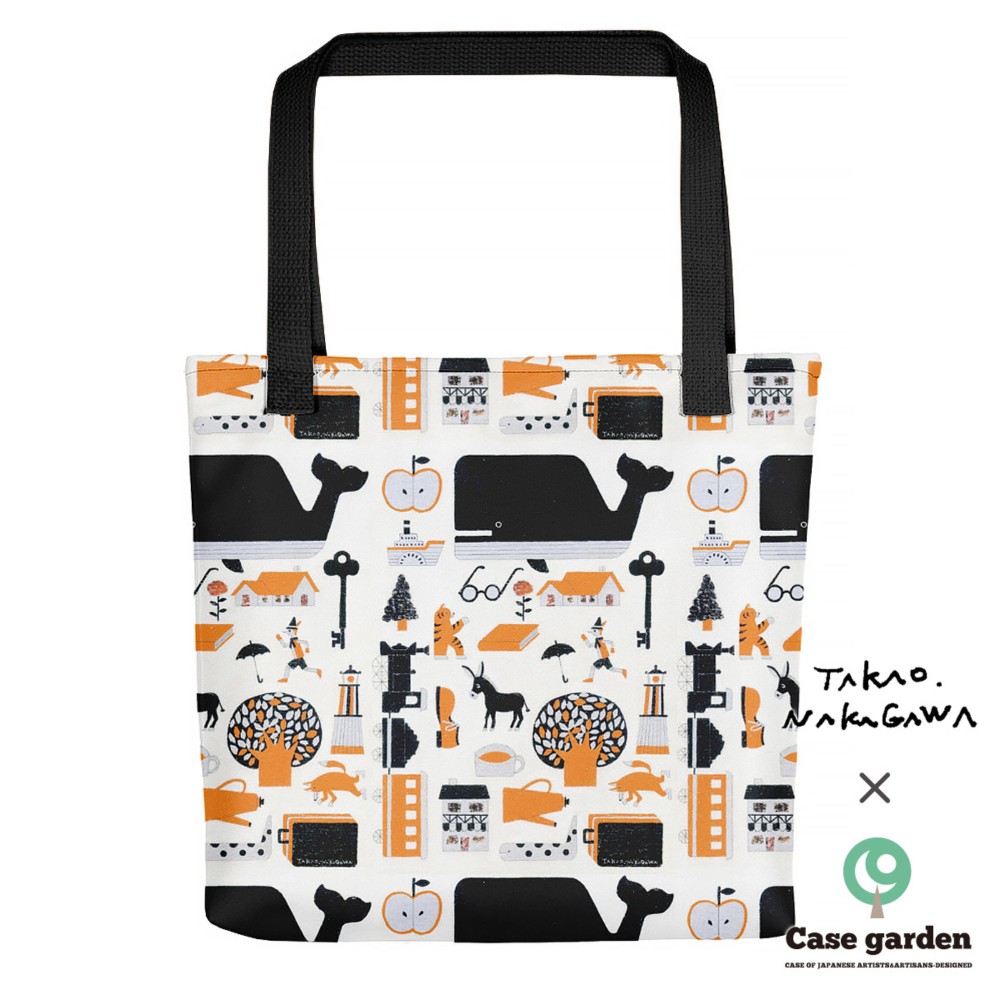 トートバッグ カバン バッグ 全面プリント トートバック かわいい おしゃれ 軽い 大きめ＊北欧 くじら