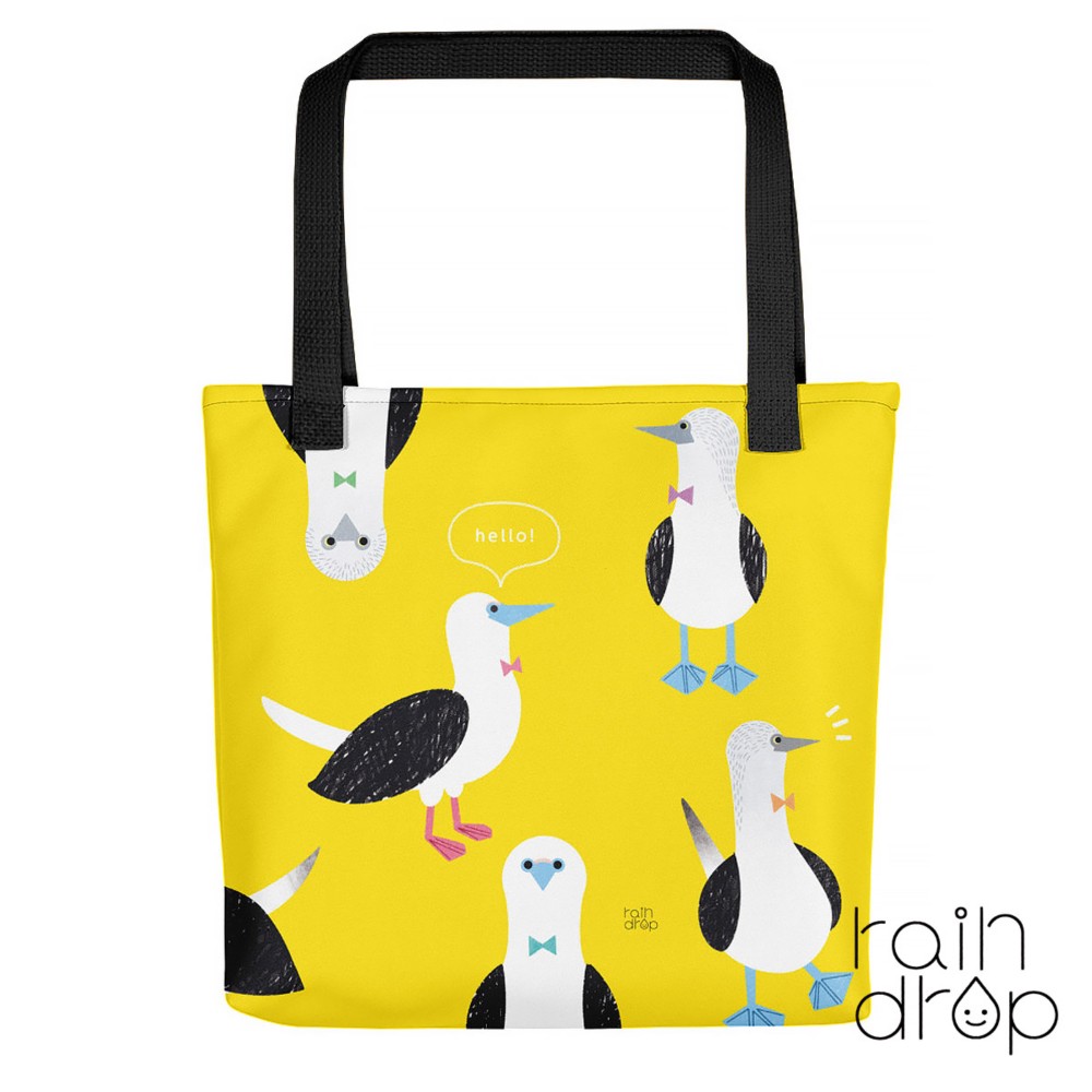 トートバッグ カバン バッグ 全面プリント トートバック かわいい おしゃれ 軽い 大きめ＊鳥 アオアシカツオドリ