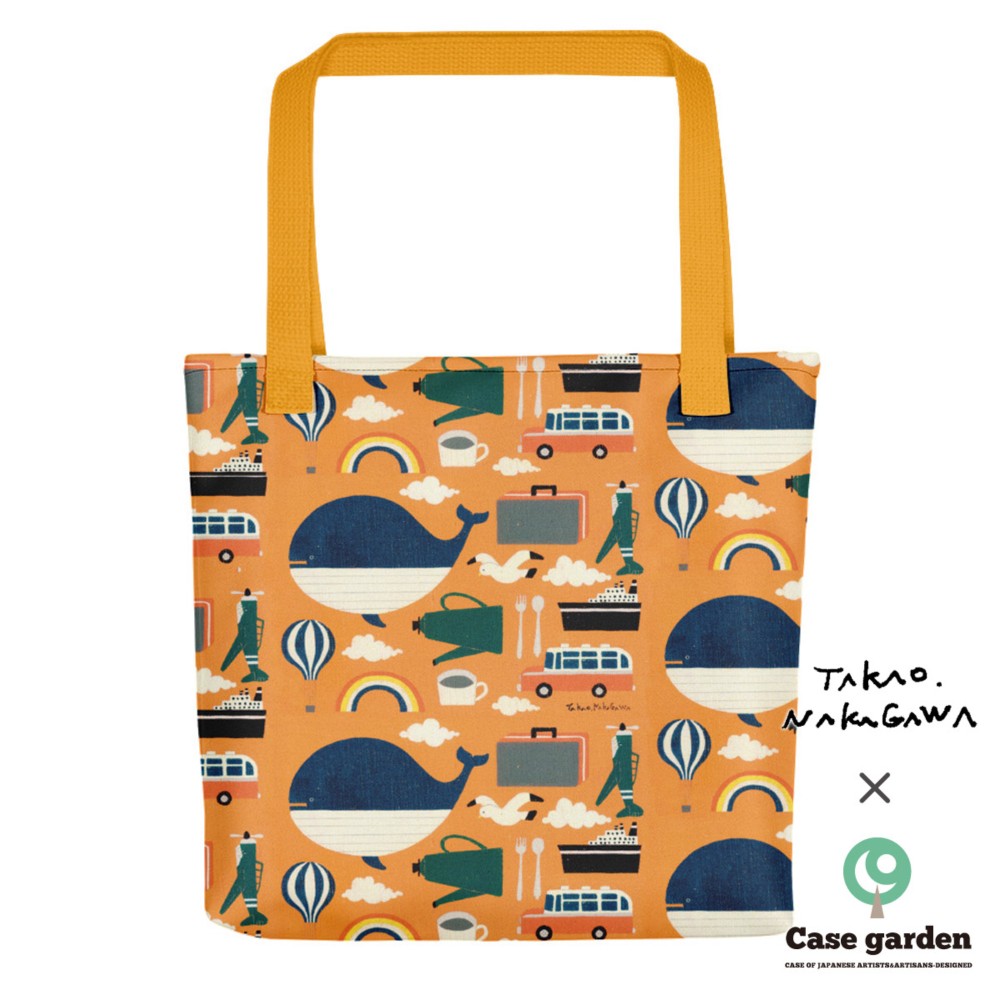 トートバッグ カバン バッグ 全面プリント トートバック かわいい おしゃれ 軽い 大きめ＊北欧 くじら 海