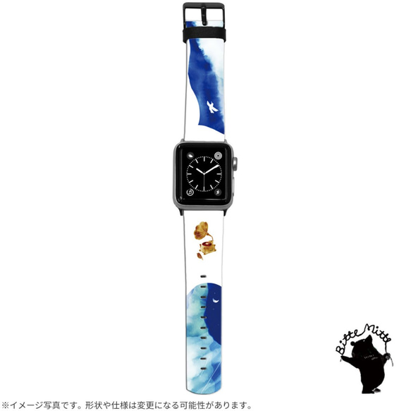 蘋果手錶樂隊蘋果手錶皮帶皮革蘋果手錶3皮革繁星點點的天空鳥夜晚的天空在冬天玩 第3張的照片