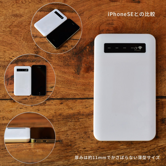 モバイルバッテリー スマホ充電器 スマホ バッテリー iPhone8 iPhone7 iPhone6 はちみつ探し（白） 2枚目の画像