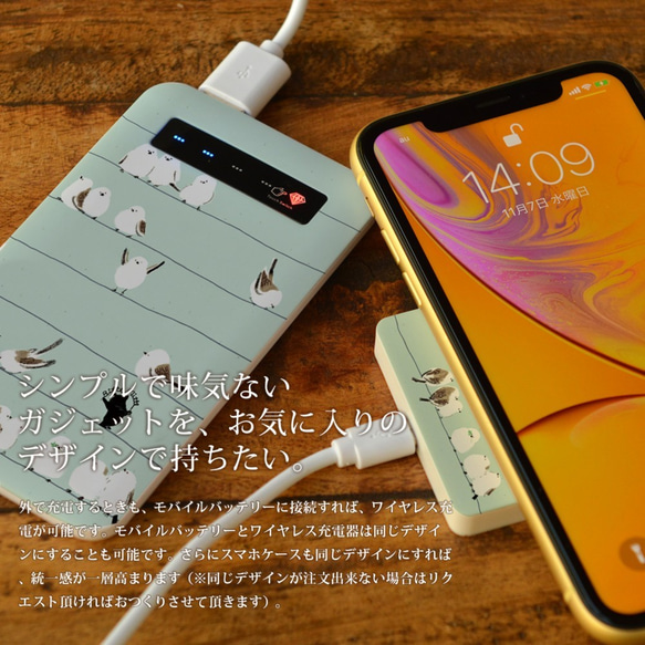 ワイヤレス 充電器 qi対応 iPhoneXR iPhoneX Xperia XZ3 ワイヤレス充電 北欧 鳥 w590 3枚目の画像