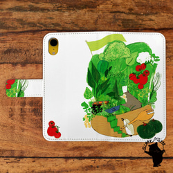 名入れ可＊寄せ植えサラダのスマホケース　手帳型iPhoneケース　カバー 1枚目の画像