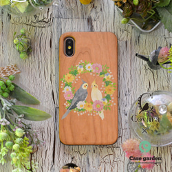 木製智能手機殼 iPhone12 iPhone11 iPhoneSE Parakeet Cherry tree 花名可以輸入 第1張的照片