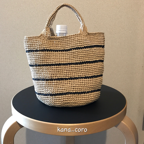 【最終お値下げ.新品：ボーダーデザインのかごバッグ】 SALE】しましまボーダーかごバッグ かごバッグ kana⑅coro 通販