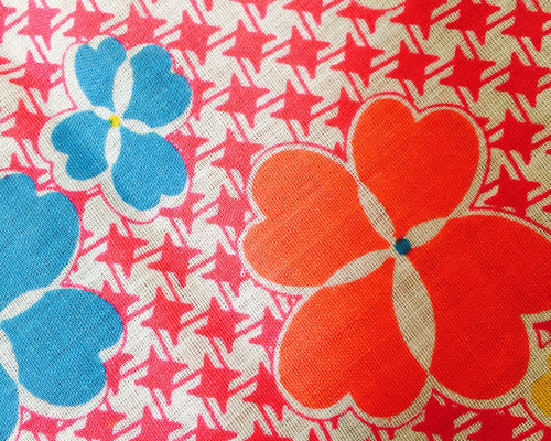 昭和レトロ 当時物 レトロポップフラワー レースカーテン生地 ④ 100