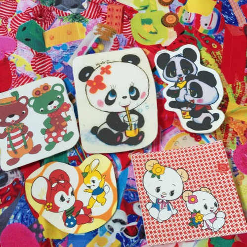 昭和レトロ ハンドメイド ワッペン ワッペン・アップリケ ピンクパンダ 