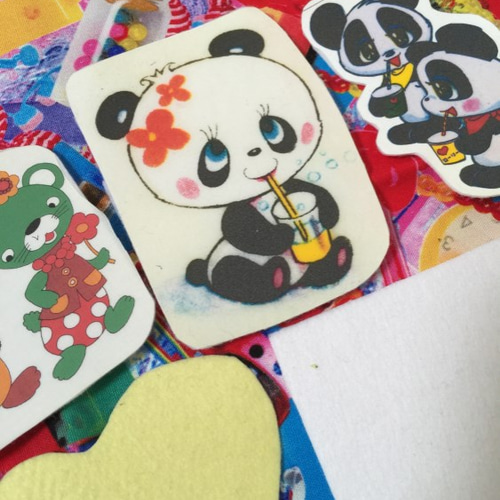 昭和レトロ ハンドメイド ワッペン ワッペン・アップリケ ピンクパンダ