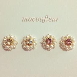 再販☆ピアス☆mocomoco fleur☆ピンク 1枚目の画像