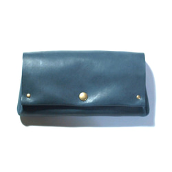 縫製のないふんわり長財布（牛革/プルアップ/ヌバック仕上げ/Blue Gray） 1枚目の画像