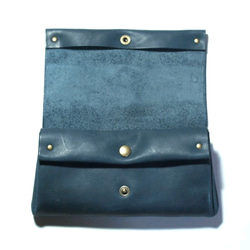 縫製のないふんわり長財布（牛革/プルアップ/ヌバック仕上げ/Blue Gray） 2枚目の画像