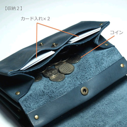 無需縫製的柔軟長款錢包（牛皮/上拉/磨砂皮/藍灰色） 第4張的照片