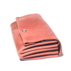 縫製のないふんわり長財布（牛革/プルアップ/ヌバック仕上げ/Red） 3枚目の画像
